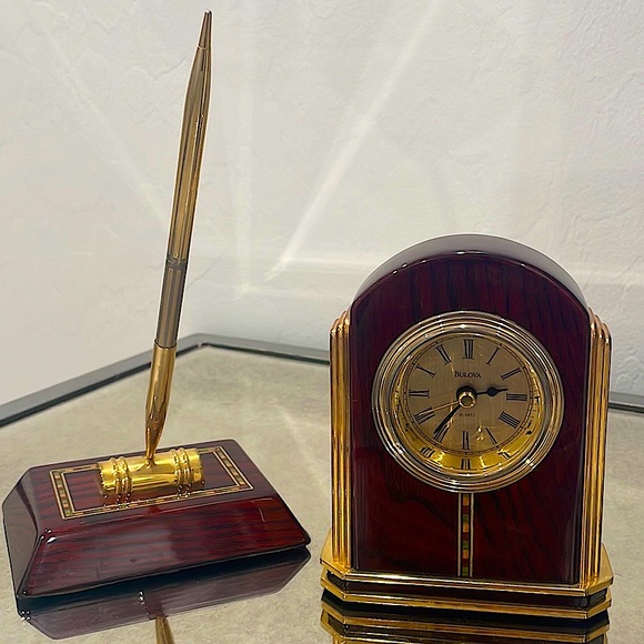 Bulova Other Bulova Quartz Clock And Pen Holder Mantel Clock